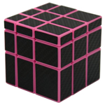 Mir-two 3x3x3 Mirror Block Carbon Fibre Stickered Magic Cube Pink