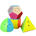 QiYi 4 in 1 Pyraminx Skewb Mastermorphix Megaminx Stickerless Cubes Packing