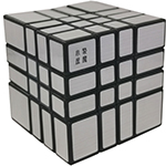 JuMo 4x4x4 Mirror Block Magic Cube Puzzle Silvery Stickered Black