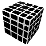 JuMo Super 4x4x4 Mirror Cube Black Stickered with White Body