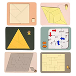 6 in 1 Wooden Geometric Impossible Puzzle Brain Teaser Jigsa...