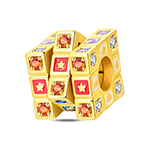 PAC Charm Magic Cube-Shaped DIY Zirconia Beads Golden