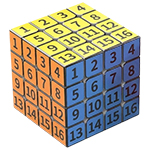 Numerical 4x4x4 Magic Cube Stickerless Black