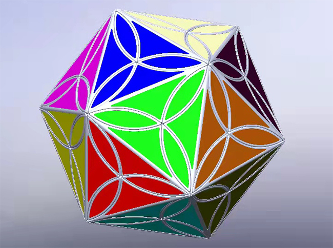 AJ Clover Icosahedron Cube Puzzle Black Body with 20-color Stickers