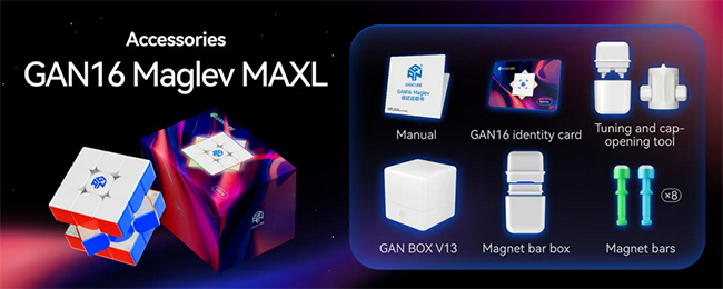 GAN16 Maglev Max L 57mm 3x3x3 Speed Cube UV Coated