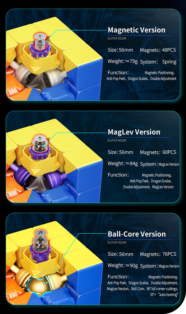 MoYu Super RS3M 3x3x3 Speed Cube Ball-Core Version