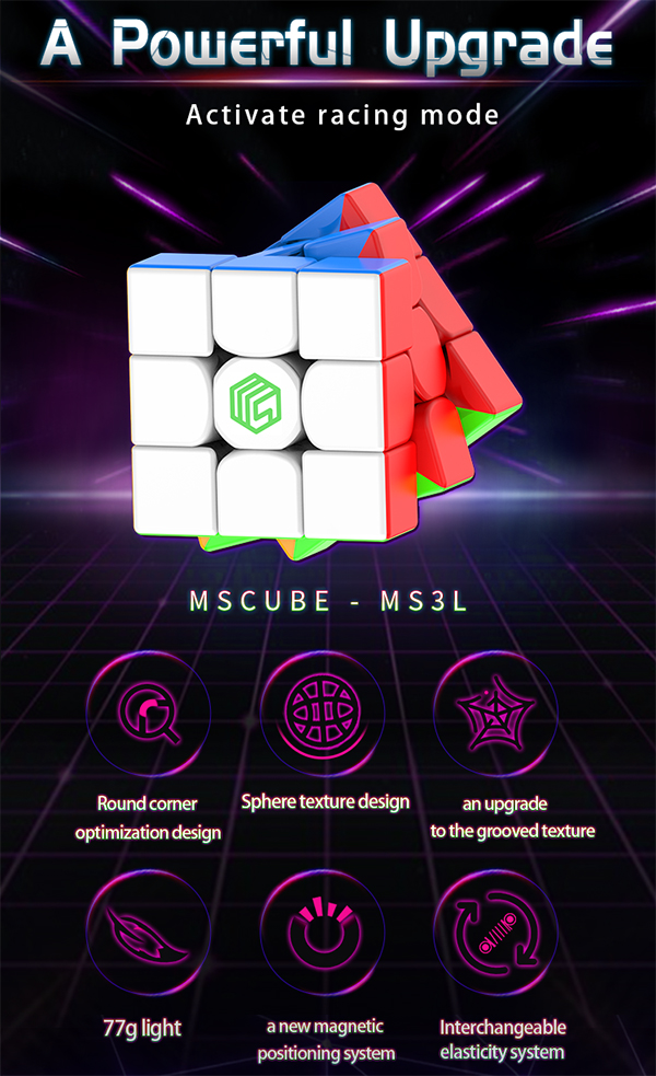 MsCUBE MS3L 3x3x3 Magnetic Speed Cube Single Positioning Version 