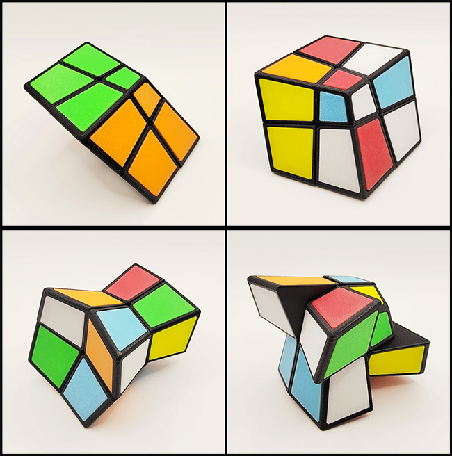 ZEPUZZLES Squished 2x2x2 Cube Black with 6-color Tiled